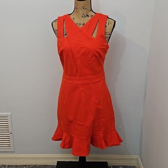 NWT Adelyn Rae Red cut out flounce dress size Small - Picture 1 of 11
